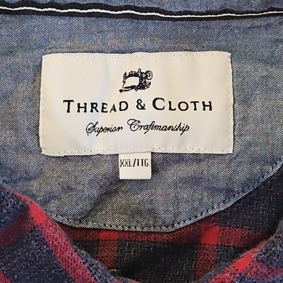 Thread & Cloth Flannel Shirt Women's XXL Navy & Red Long Sleeve Button Down EUC - Picture 5 of 13